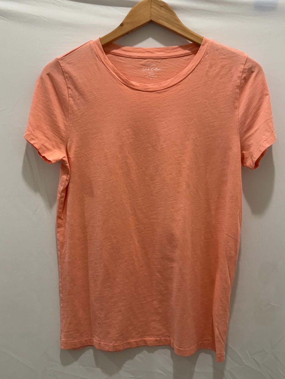 J. Crew Slub Cotton Classic Crew Neck Women's T-Shirt - Peach L